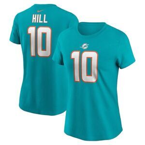 Nike Women’s Miami Dolphins Tyreek Hill #10 Aqua NFL Football T-Shirt L